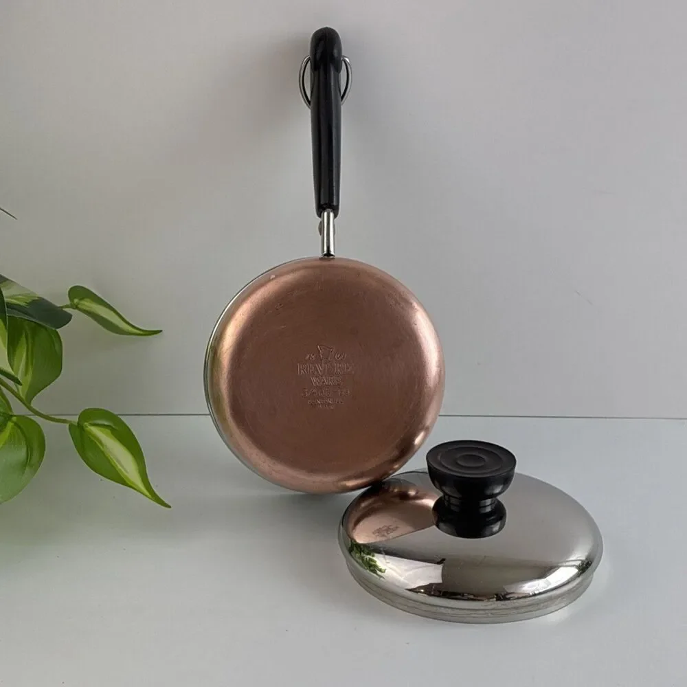 Vtg Revere Ware 1801 3/4 Qt -85 Copper Bottom Sauce Pan & Lid Clinton ILL USA